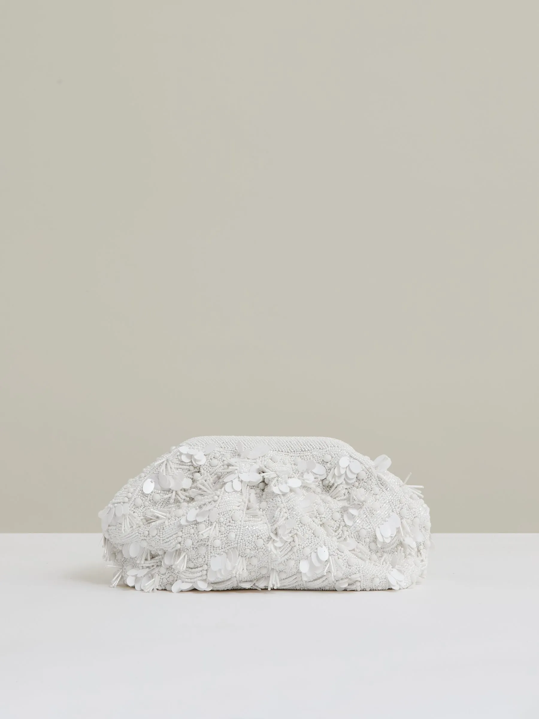 Embellished Clutch Bag in White