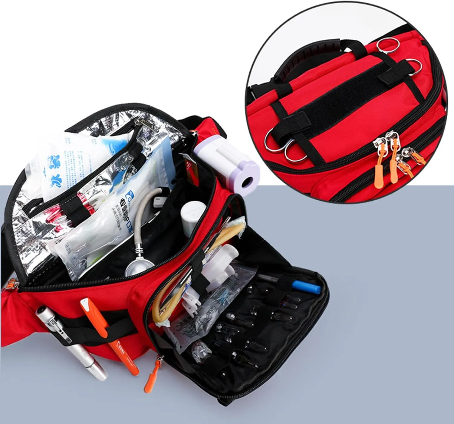 Empty First Aid Bum Bag Nurse Fanny Pack Multiple Compartments Nursing Organizer Belt with Adjustable Waist Strap Portable First Aid Medicine Bag(Black)