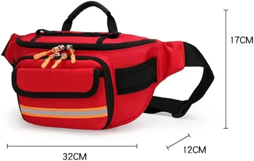 Empty First Aid Bum Bag Nurse Fanny Pack Multiple Compartments Nursing Organizer Belt with Adjustable Waist Strap Portable First Aid Medicine Bag(Black)