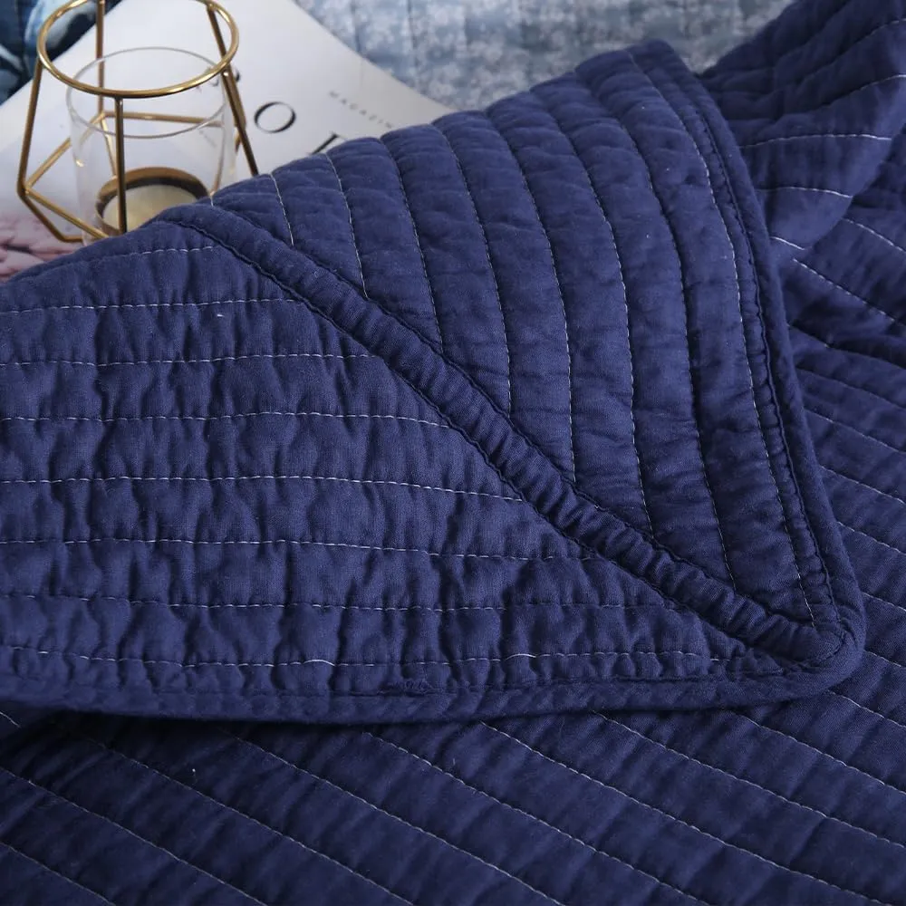 ENASAL Cotton Bedspread Quilt Sets Reversible Bedding Coverlet Sets Luxury Blue White Floral Real Patchwork Bedspread, Queen Size