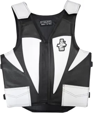 EPT Leather Bull Riding Vest v3.0 - Black & White Leather EPT Brand - Adult Large Sizes: