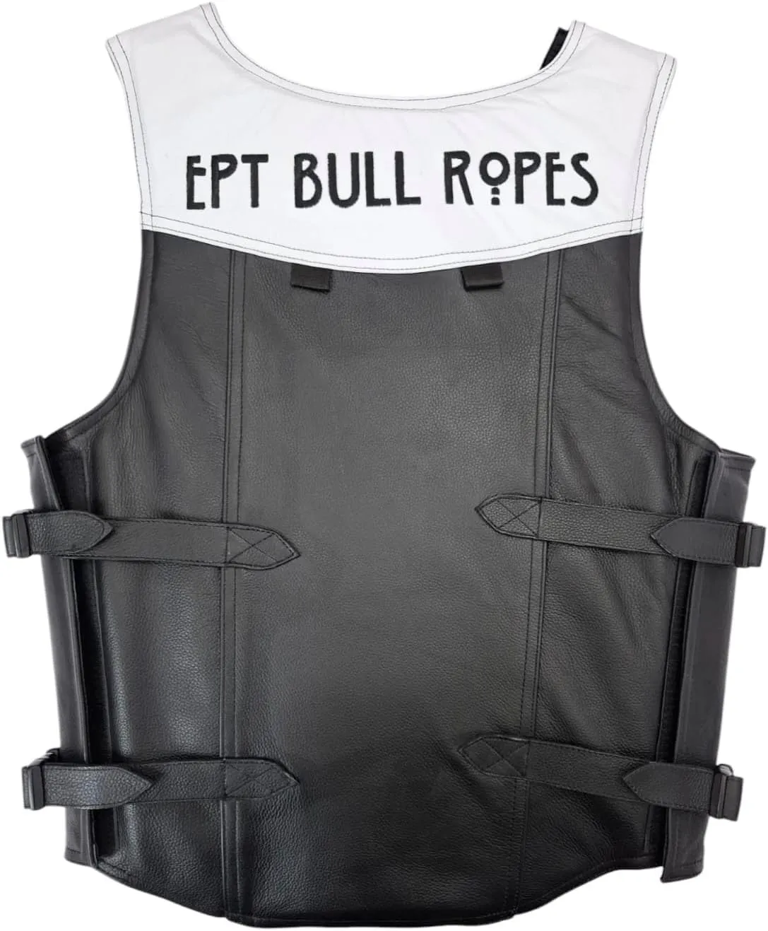EPT Leather Bull Riding Vest v3.0 - Black & White Leather EPT Brand - Adult Large Sizes: