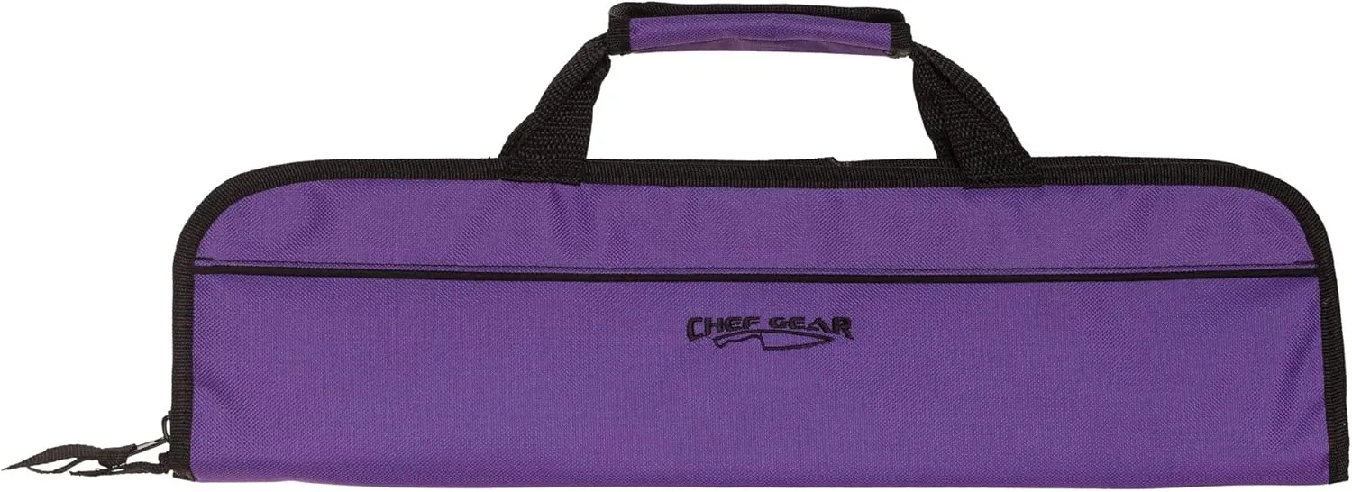 Ergo Chef 5 Pocket Chef Knife Case Roll Bag Bi-Fold (Purple) Lightweight - Durable Nylon / Polyester Blend– Perfect for the Busy Traveling Chef