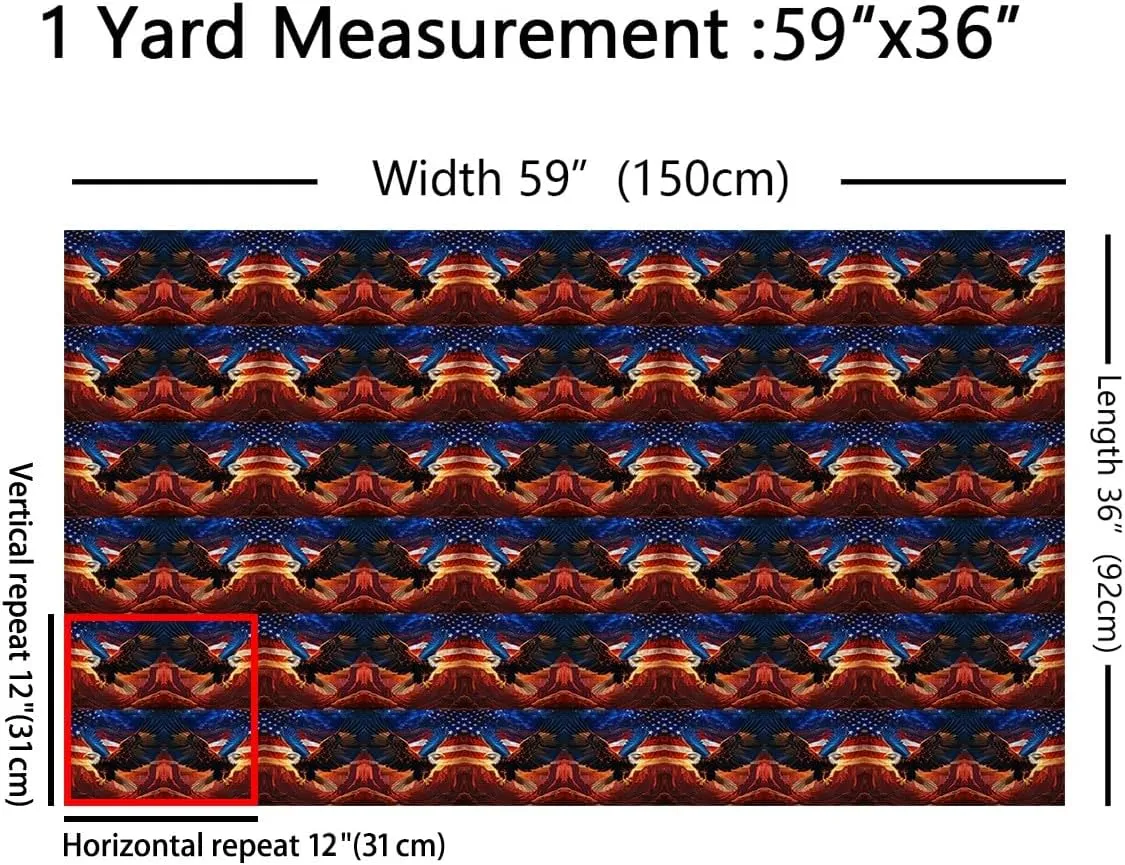 Erosebridal Soaring Eagle Fabric by The Yard,Volcano Mountain Valley Independence Day Upholstery Fabric,Stars Galaxy Wild Animals Sunset Indoor Outdoor Pattern for Quilting Sewing,10 Yards,Navy Red