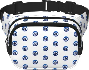 Evil eyes print Large Fanny Packs for Women Cute Cross Body Waist Bag Fashionable Fanny Pack