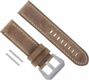 Ewatchparts 22mm Leather Watch Band Strap Compatible With Panerai 111 119 159 241 049 120 50 Pam Sand With White Stitching