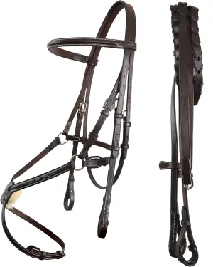 Exion Horse Figure 8 Bridle with Leather Laced Rein | English Jumping Figure 8 Bridle for Horses