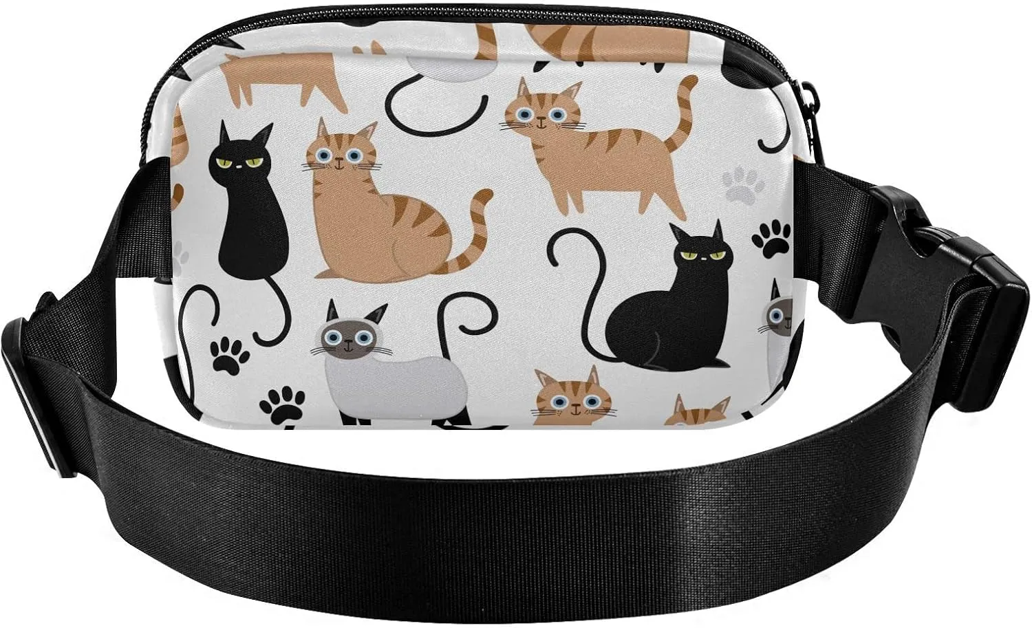 Exnundod Cute Cat Fanny Pack kitten Waist Purse Bag for Women Men Adjustable Belt Bag Waterproof Crossbody Bag for Traveling Running Hiking Outdoor