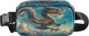 Exnundod Fanny Packs for Women & Men Chinese Dragon Cool, Waist Pack Mythological Animal Crossbody Bags Belt Adjustable Strap for Running Hiking Workout