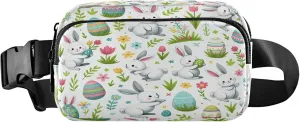 Exnundod Fanny Packs for Women & Men Cute Bunny Rabbit Eggs, Waist Pack Traditional Easter Crossbody Bags Belt Adjustable Strap for Running Hiking Workout