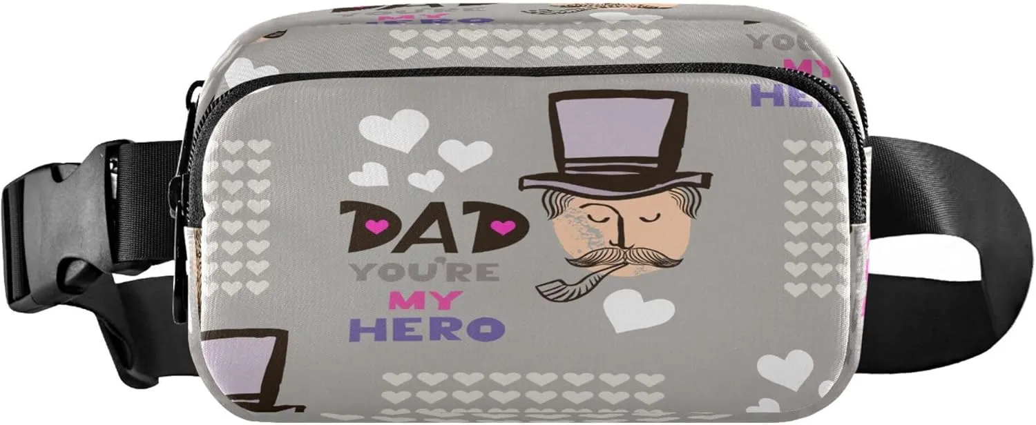 Exnundod Fanny Packs for Women & Men Father's Day Dad Hearts, Waist Pack You Are My Hero Crossbody Bags Belt Adjustable Strap for Running Hiking Workout