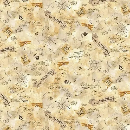 Explorer Beige Lost Treasures Fabric DDC10158-Beig from Michael Miller by The Yard