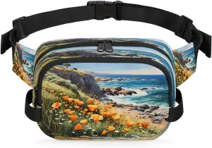 Exquisite Radiant Patterns Flower Fanny Packs for Women Men Waterproof Waist Bag with Adjustable Strap Belt Bag for Travel Running Hiking