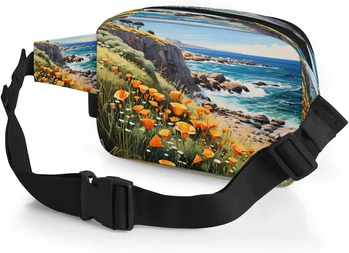Exquisite Radiant Patterns Flower Fanny Packs for Women Men Waterproof Waist Bag with Adjustable Strap Belt Bag for Travel Running Hiking