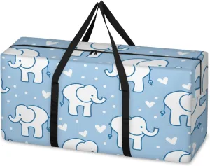 Extra Large Moving Bags Elephants Love Heart Storage Bags with Handles and Zippers Large Packing Bags for Space Saving Storage Totes Moving Supplies