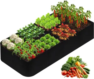 Fabric Raised Garden Bed, 128 Gallon 8 Grids Fabric Planters Grow Bags, Plant Grow Bags for Vegetables, Potatoes & Flowers, Heavy-Duty Planting Bag for Outdoor Gardening, Urban & Backyard Use