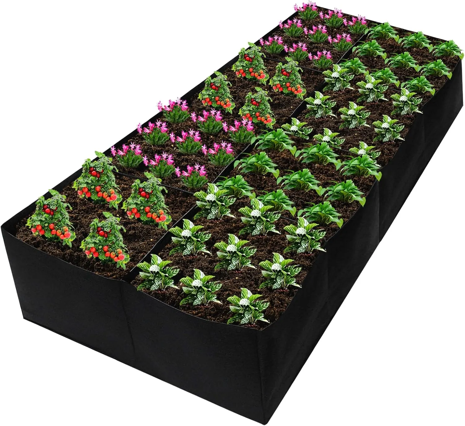 Fabric Raised Garden Bed, Garden Grow Bags, 71 x 35 x 12 Inch, Large Rectangle Raised Planting Grow Bags for Growing Vegetables Potatoes Flowers Planting Container (8Grids)