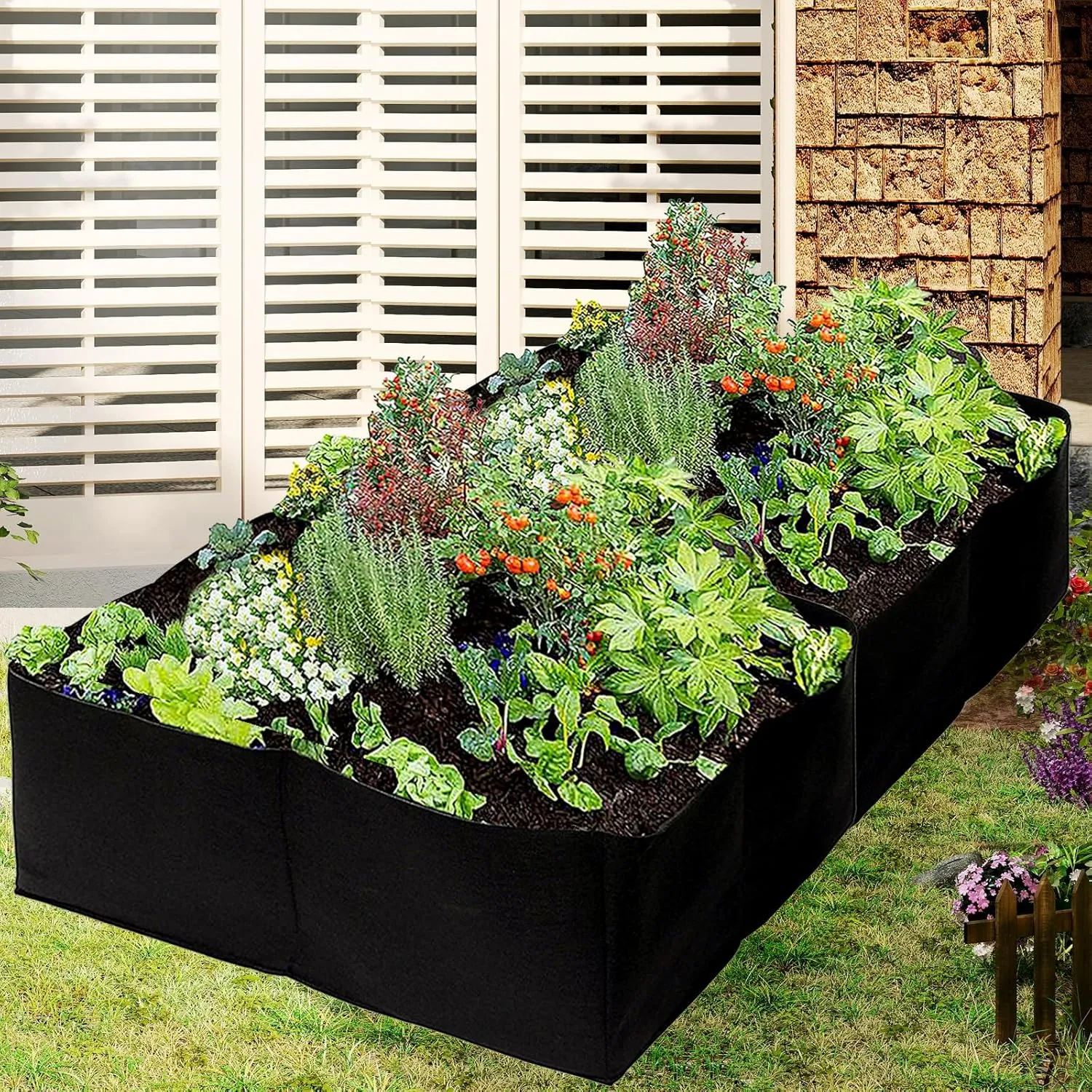 Fabric Raised Garden Bed, Garden Grow Bags, 71 x 35 x 12 Inch, Large Rectangle Raised Planting Grow Bags for Growing Vegetables Potatoes Flowers Planting Container (8Grids)