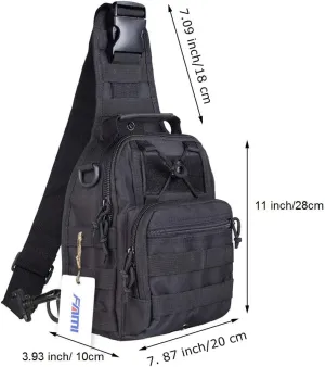 FAMI Outdoor Tactical Bag Backpack, Military Sport Bag Pack Sling Shoulder Backpack Tactical Satchel for Every Day Carry (Black 2 Packs)