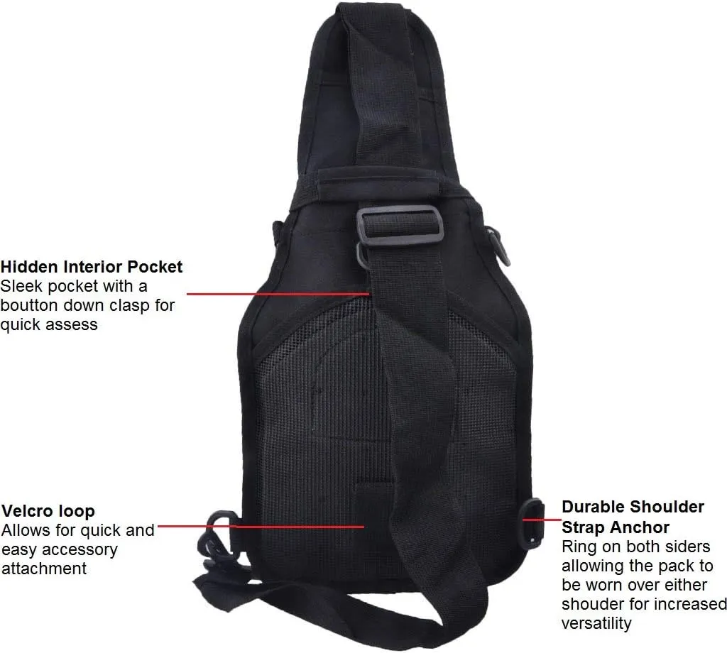 FAMI Outdoor Tactical Bag Backpack, Military Sport Bag Pack Sling Shoulder Backpack Tactical Satchel for Every Day Carry (Black 2 Packs)