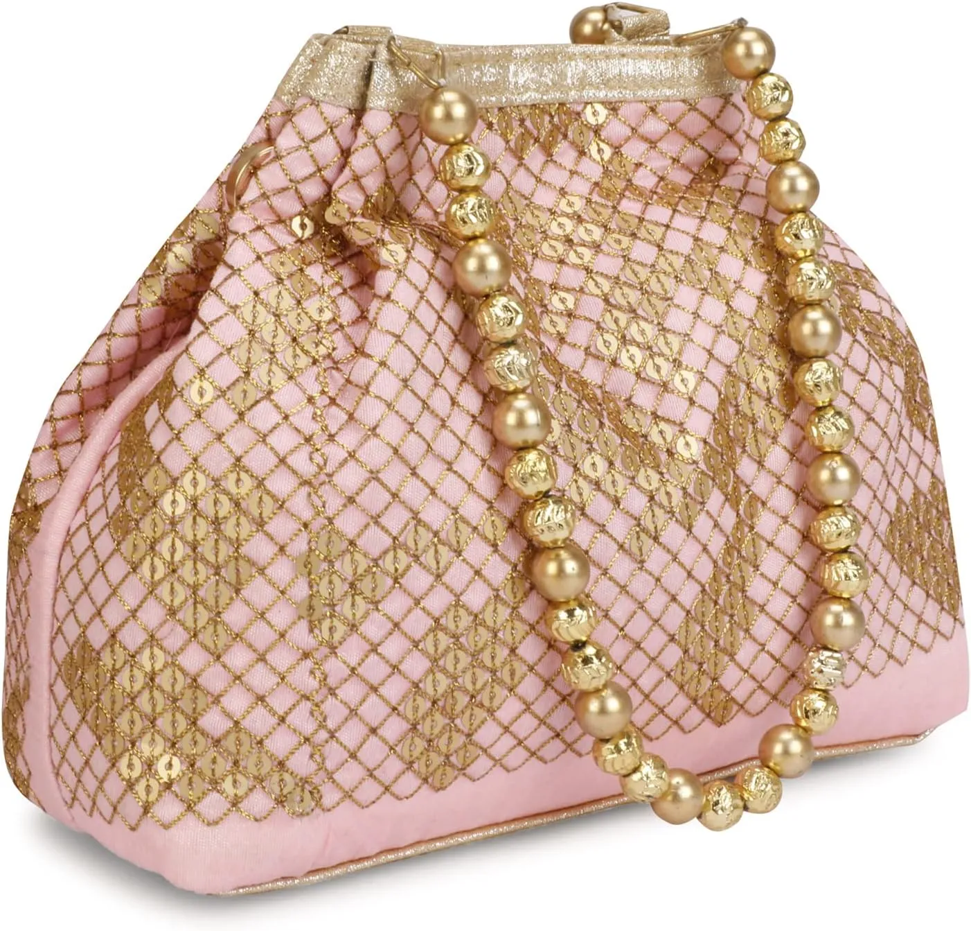 Fancy Haat Silk Ethnic Rajasthani Women's Potli Bag (Baby Pink)