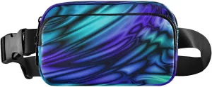 Fanny Pack Belt Bag for Women Men Futuristic Blue Liquid Flowing Fashion Waist Pack Neon Colored Waterproof Adjustable Cross Body Fanny Pack for Workout/Running/Hiking/Traveling/Cycling