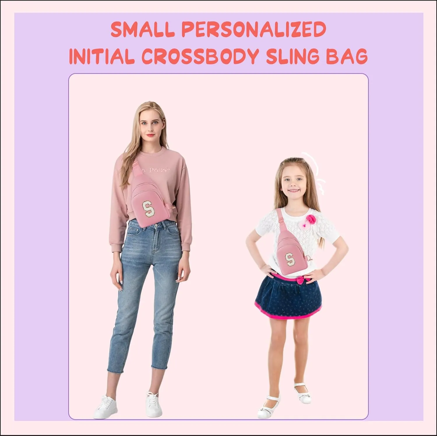 Fanny Pack Birthday Gifts for 8 9 10 11 12 13 14 Year Old Girl, Small Initial Sling Belt Bag Crossbody Bags for Girls Women Pink S