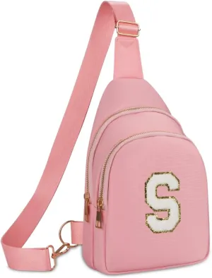 Fanny Pack Birthday Gifts for 8 9 10 11 12 13 14 Year Old Girl, Small Initial Sling Belt Bag Crossbody Bags for Girls Women Pink S