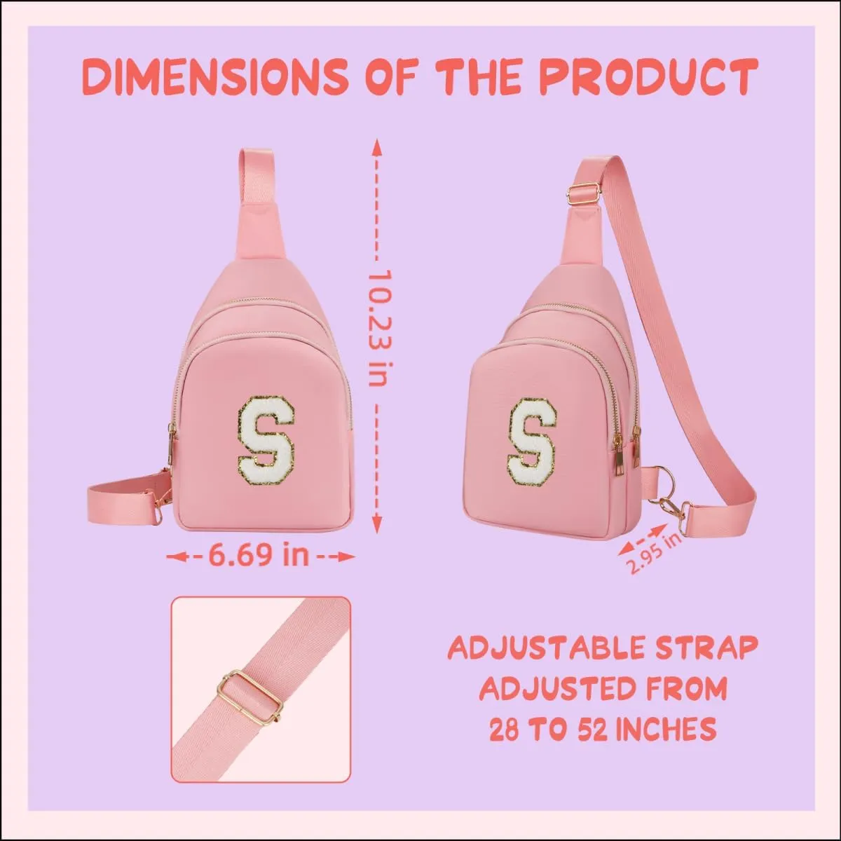 Fanny Pack Birthday Gifts for 8 9 10 11 12 13 14 Year Old Girl, Small Initial Sling Belt Bag Crossbody Bags for Girls Women Pink S
