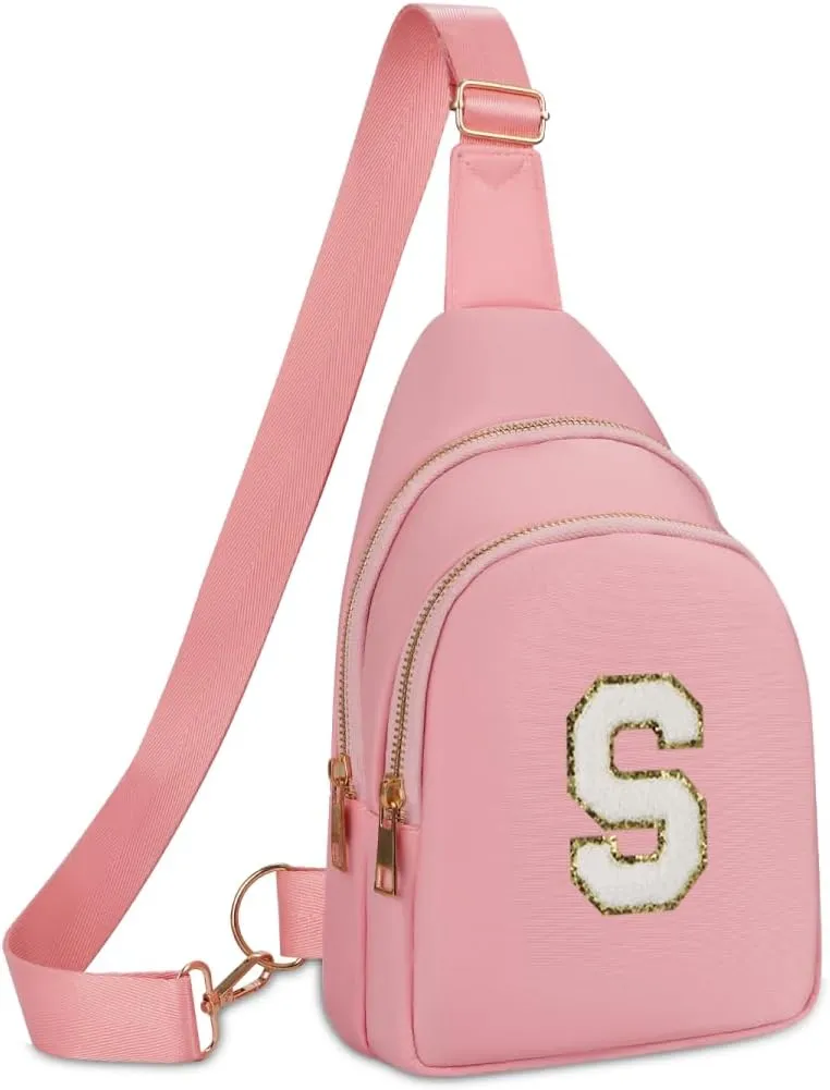 Fanny Pack Birthday Gifts for 8 9 10 11 12 13 14 Year Old Girl, Small Initial Sling Belt Bag Crossbody Bags for Girls Women Pink S