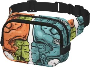 Fanny Pack for Men Women Crossbody Waist Bag Left and Right Brain Functions Belt Bag with Adjustable Strap Hip Bum Bag