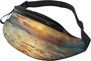Fanny Pack for Men Women Crossbody Waist Bag Ocean Sunrise Belt Bag with Adjustable Strap Hip Bum Bag