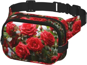 Fanny Pack for Men Women Crossbody Waist Bag Red Roses Bush in The Garden Belt Bag with Adjustable Strap Hip Bum Bag