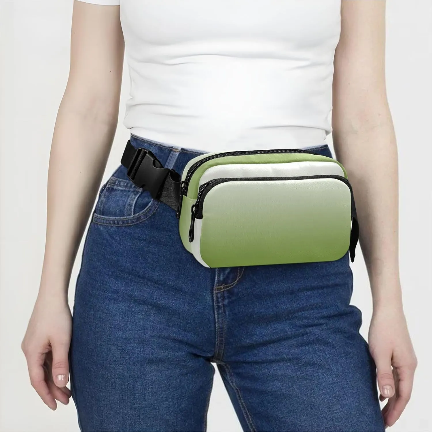 Fanny Pack for Women Men with Zipper Olive Drab Fashion Waist Pack, Small Cross Body bags for Running,Hiking,Cycling,Travel 20840-1