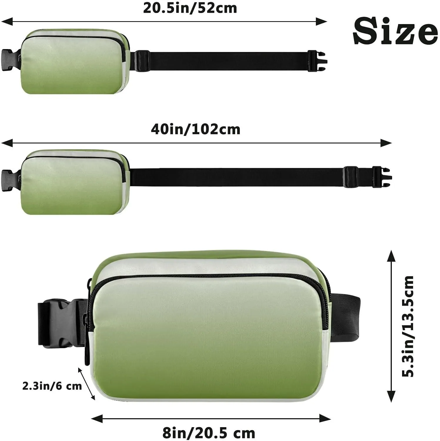 Fanny Pack for Women Men with Zipper Olive Drab Fashion Waist Pack, Small Cross Body bags for Running,Hiking,Cycling,Travel 20840-1
