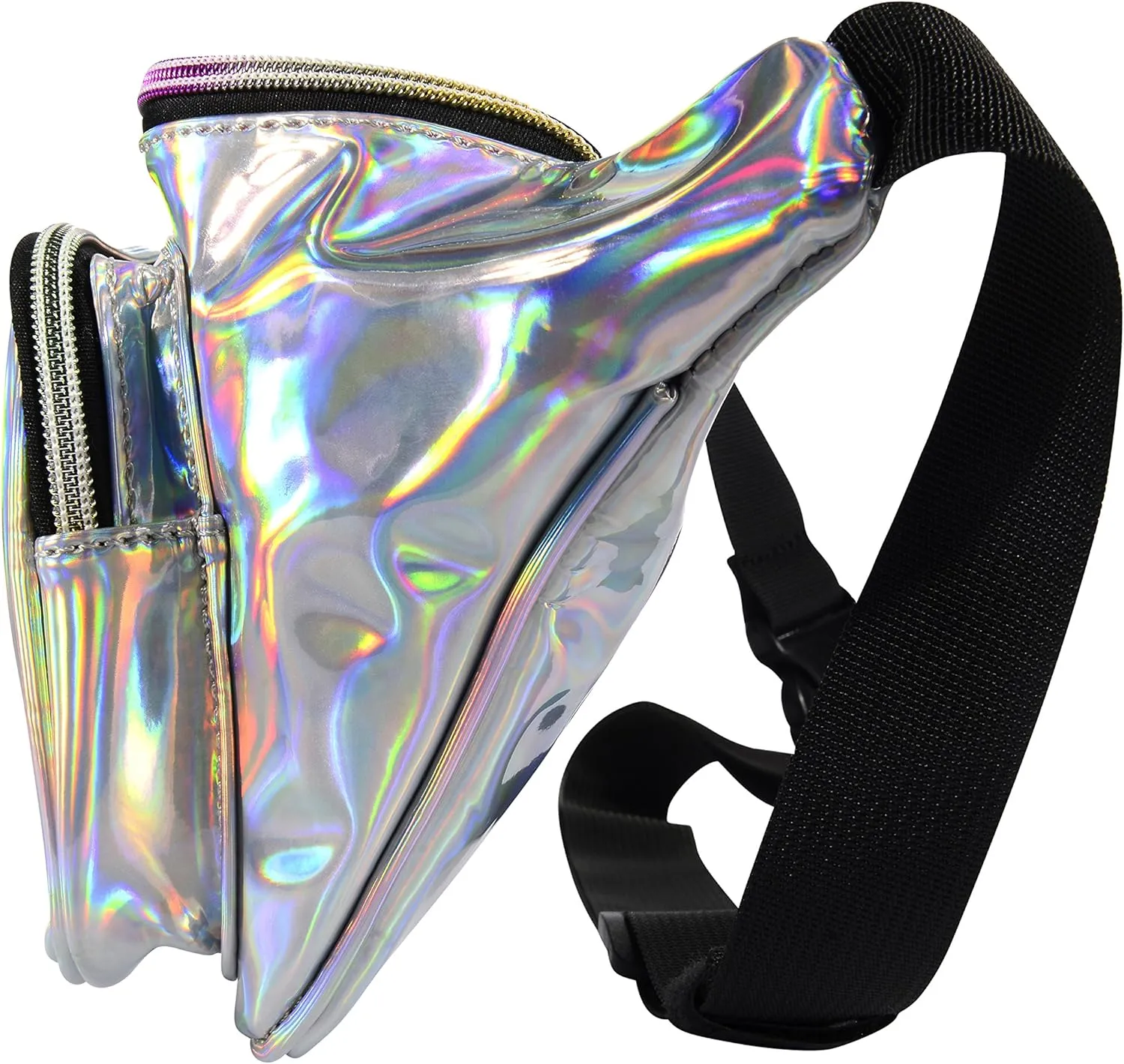 Fanny Pack for Women Party Waist Festival Money Belt Leather Pouch Concert Holographic Wallet Bum Bag Tote Silver