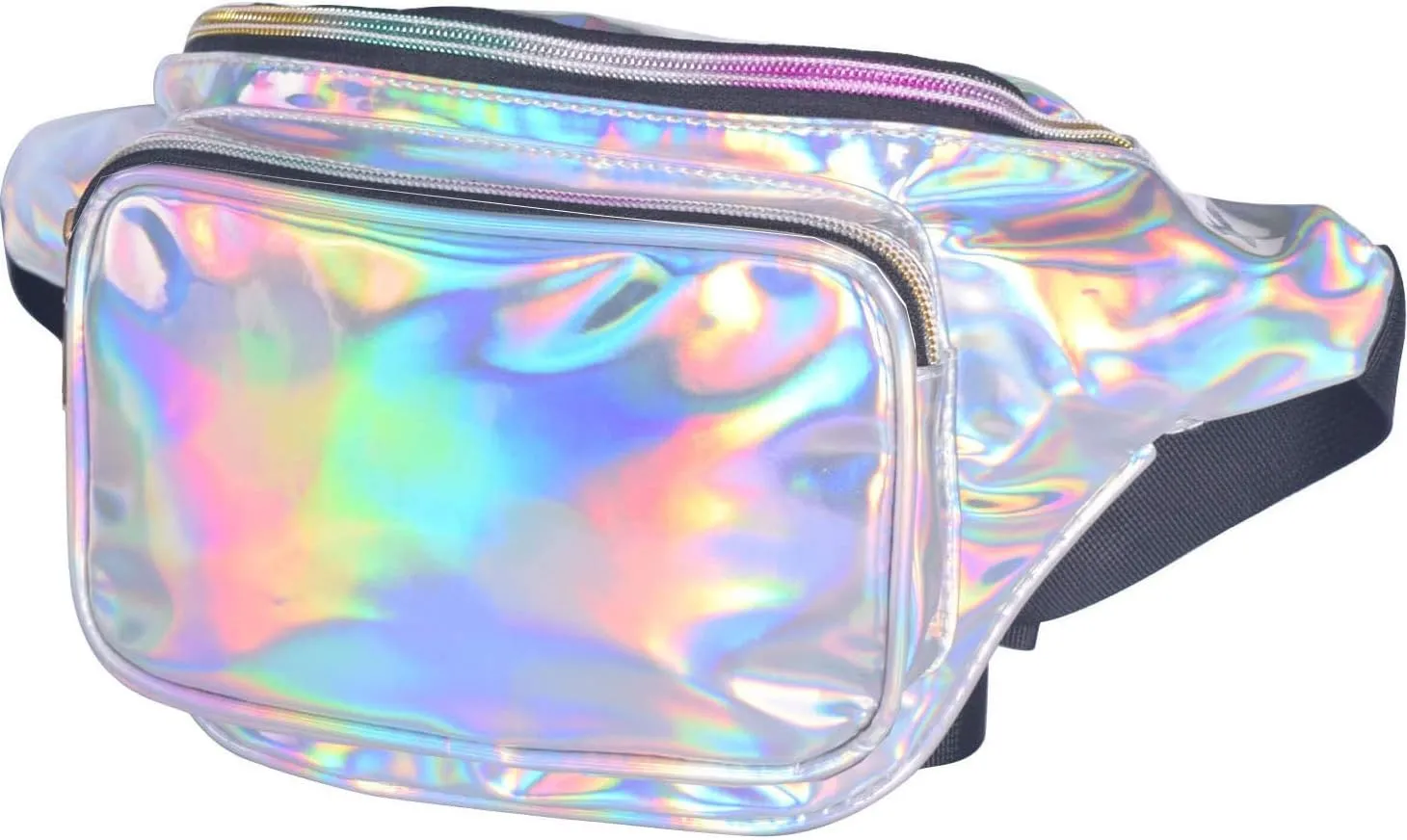 Fanny Pack for Women Party Waist Festival Money Belt Leather Pouch Concert Holographic Wallet Bum Bag Tote Silver