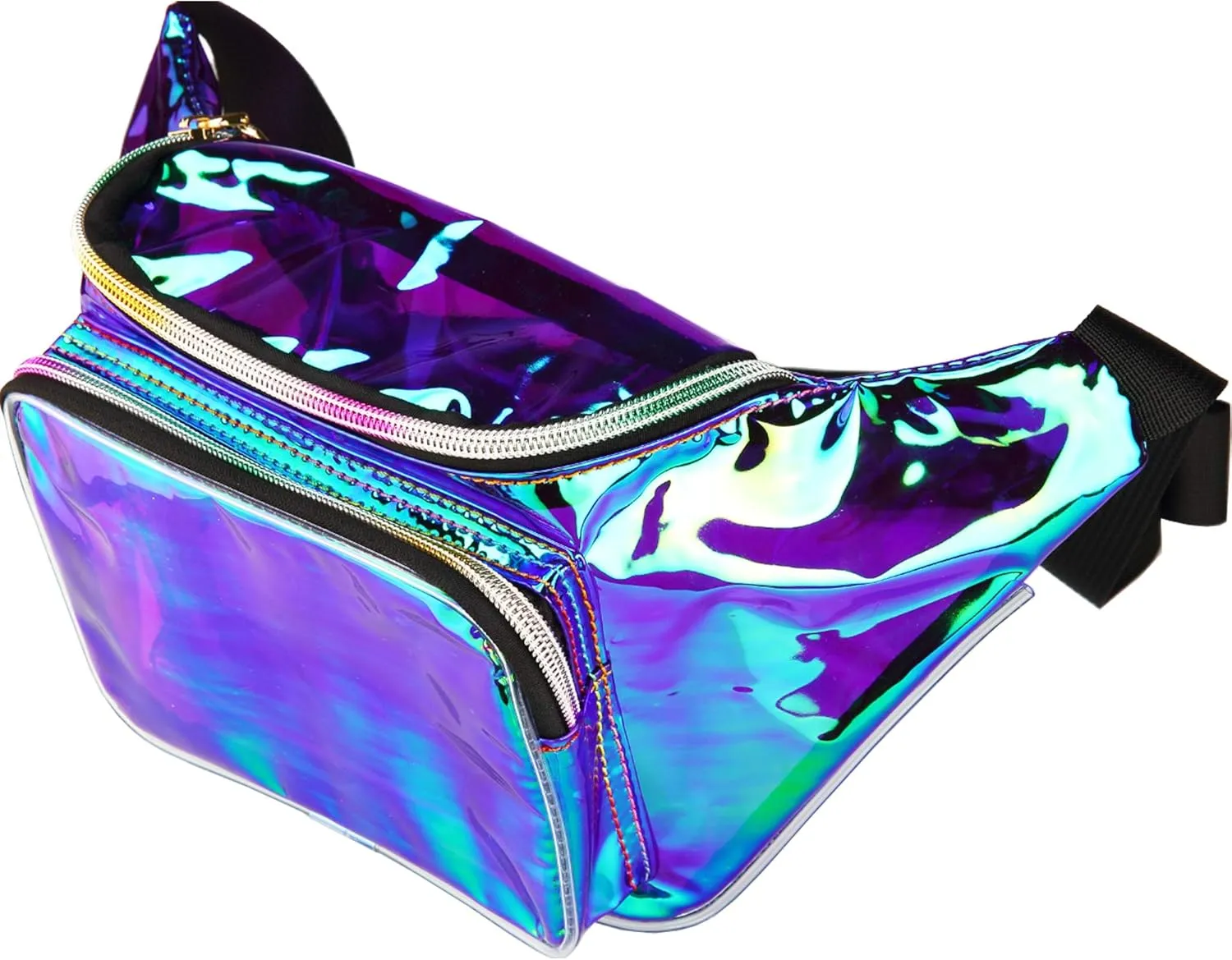 Fanny Pack for Women Party Waist Festival Money Belt Leather Pouch Concert Holographic Wallet Bum Bag Translucent Purple