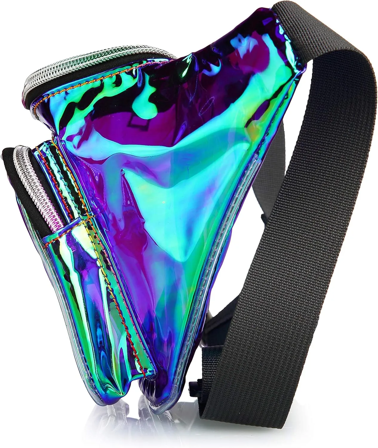 Fanny Pack for Women Party Waist Festival Money Belt Leather Pouch Concert Holographic Wallet Bum Bag Translucent Purple