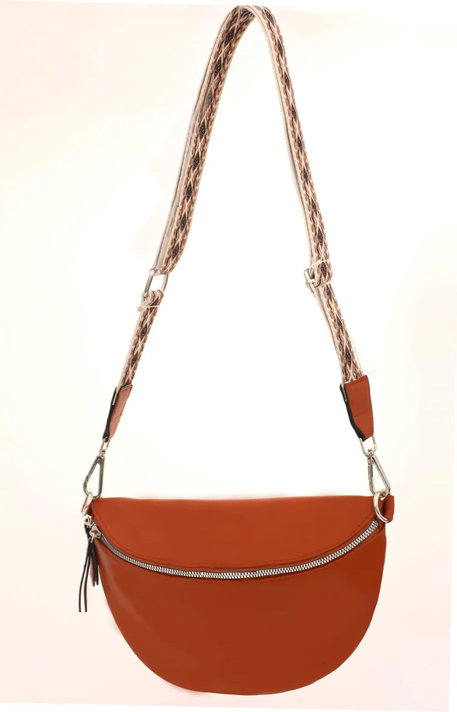Fanny Packs Crossbody Bags with Guitar Strap PU Leather Trendy Designer Bum Bags for Travel Everyday (Brown)