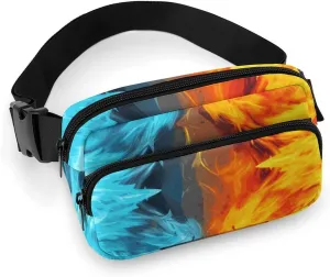 Fanny Packs Fire Vs Ice Art Printed Crossbody Bags for Women with Adjustable Strap for Daily Living