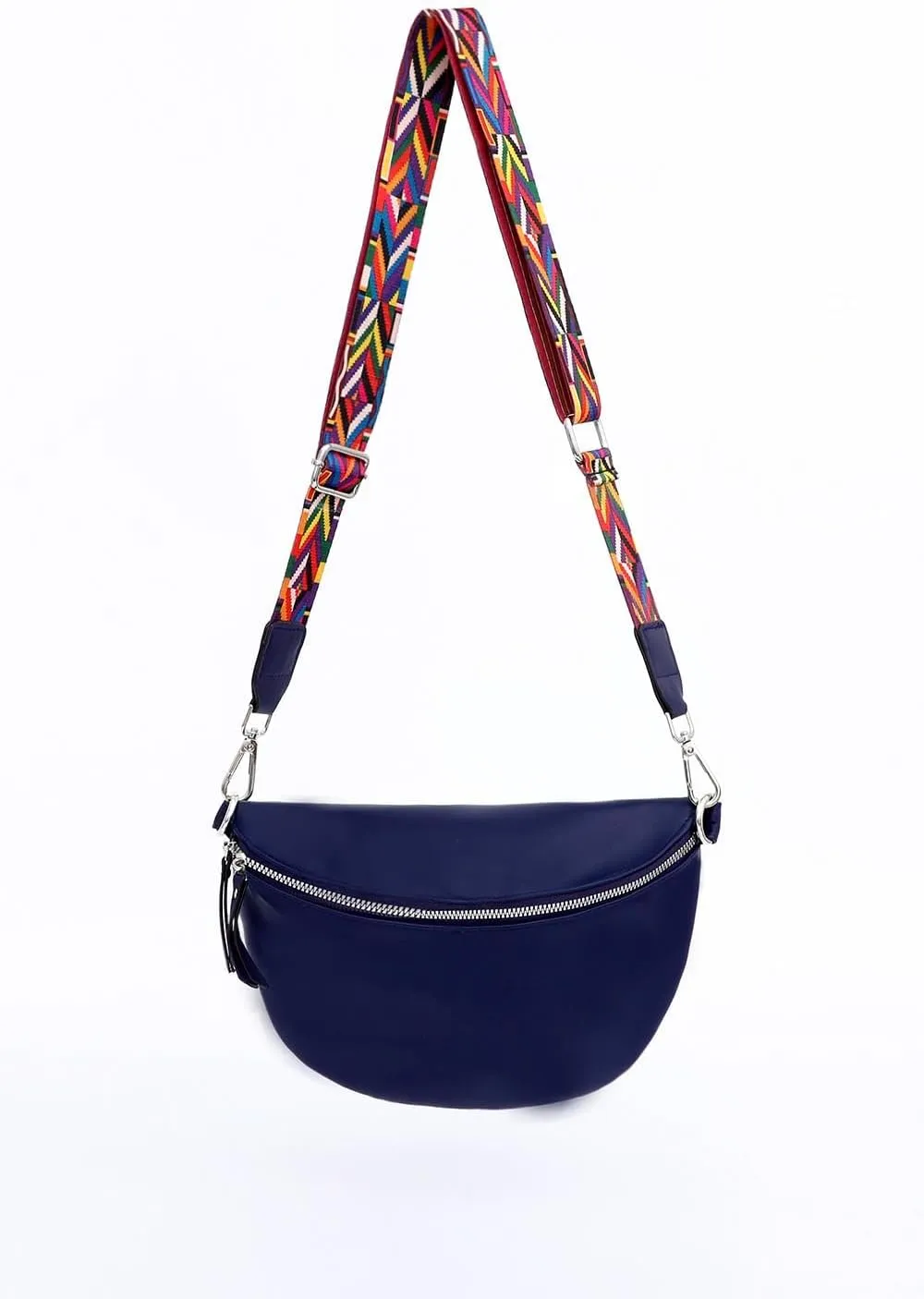 Fanny Packs for Women Cross Body Belt Bag for Women with Guitar Strap PU Leather Crossbody Bags for Women Trendy Cute Designer Bum Bags for Travel Everyday(Navy)