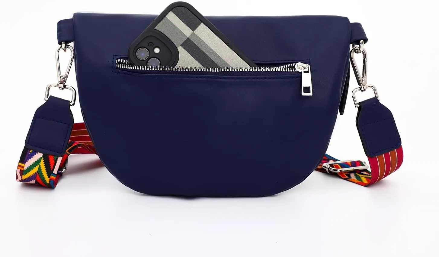 Fanny Packs for Women Cross Body Belt Bag for Women with Guitar Strap PU Leather Crossbody Bags for Women Trendy Cute Designer Bum Bags for Travel Everyday(Navy)