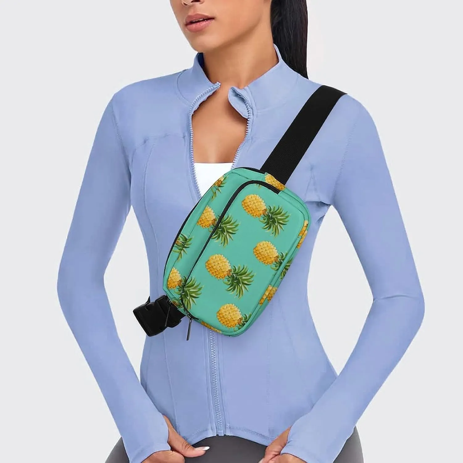 Fanny Packs for Women Men, Cross Body Bag Belt Bag Fashion Waist Bag with Adjustable Strap, Upside Down Pineapples Tropical