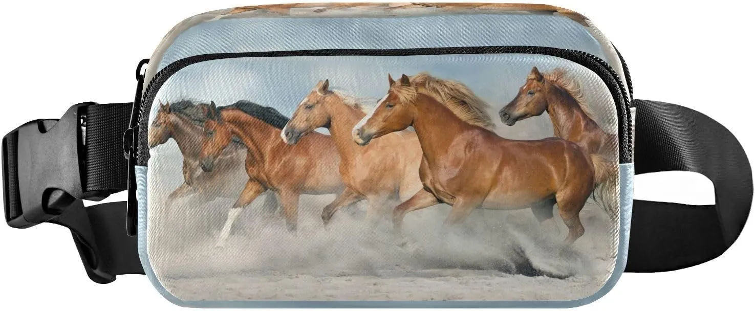 Fanny Packs for Women Men Shorse Herd Galloping Belt Bag Waterproof Fashion Waist Pack with Adjustable Strap Cool Waist Bag Hip Bumbags for Running Workout Travel Hiking Cycling