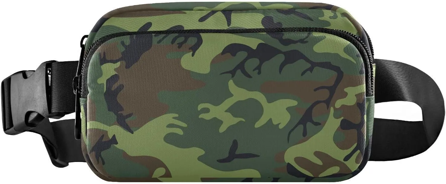 Fanny Packs for Women Men Waterproof Belt Bag with Adjustable Strap Waist Pack for Travel Walking Running Hiking Cycling Sports Camouflage Green