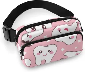 Fashion Belt Bag, Bag, Cute Dental Teeth Pink Chest Pack Crossbody Bags, Tool Backpack, Gym Bags Sack Daypack Outdoor Backpack for Man Women Lady