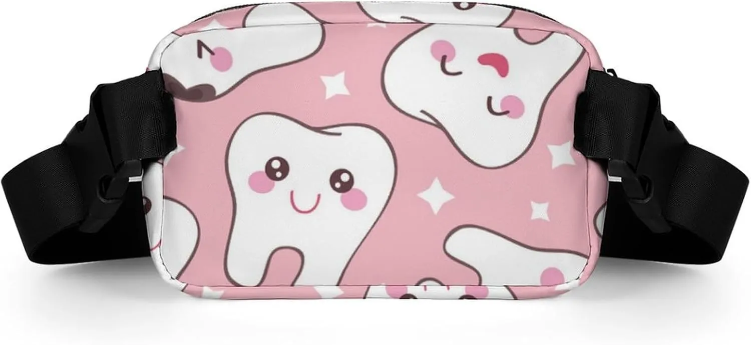 Fashion Belt Bag, Bag, Cute Dental Teeth Pink Chest Pack Crossbody Bags, Tool Backpack, Gym Bags Sack Daypack Outdoor Backpack for Man Women Lady