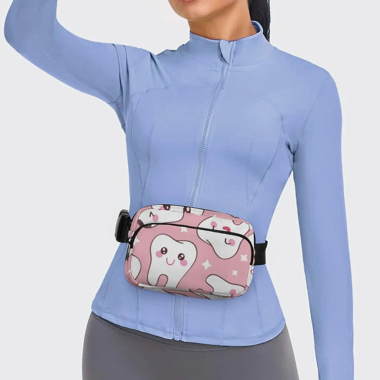 Fashion Belt Bag, Bag, Cute Dental Teeth Pink Chest Pack Crossbody Bags, Tool Backpack, Gym Bags Sack Daypack Outdoor Backpack for Man Women Lady