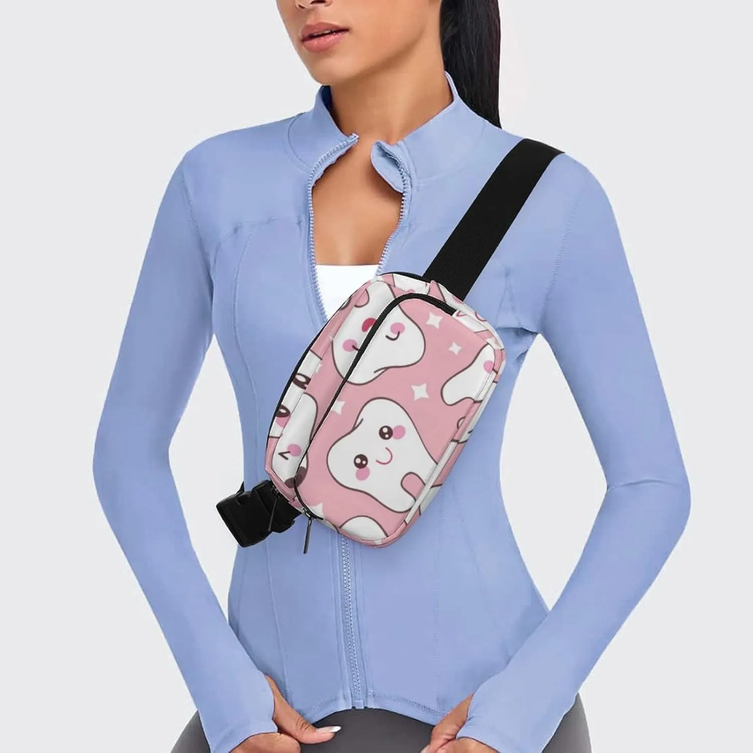 Fashion Belt Bag, Bag, Cute Dental Teeth Pink Chest Pack Crossbody Bags, Tool Backpack, Gym Bags Sack Daypack Outdoor Backpack for Man Women Lady